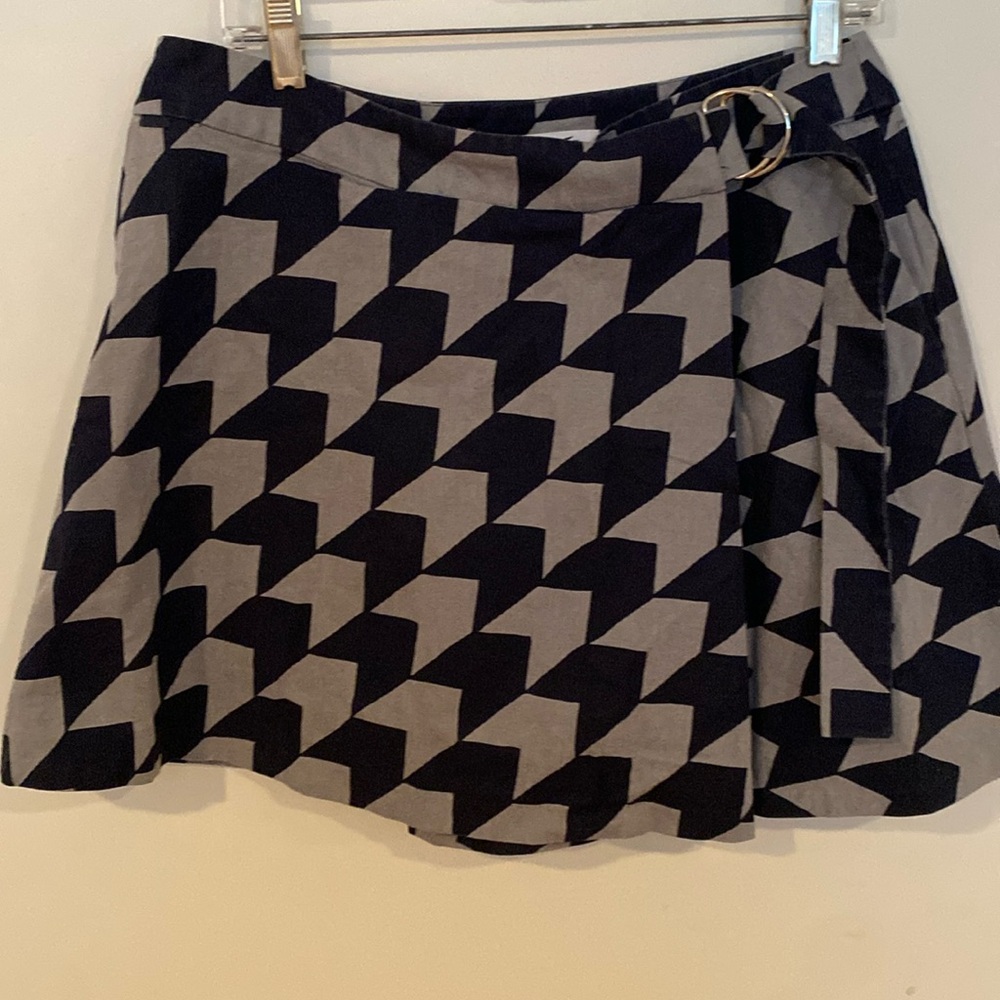 Lacoste Faux Wrap Herringbone Mini Skirt Denim Cotton Made in France EUC